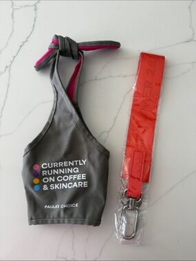 Tower 28 Gray & Pink Face Mask with Orange Lanyard